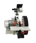 Pro Workhorse Belt Grinder And Power Sander Featuring Knockout Variable Speed Settings showing motor and belt setup on side view.