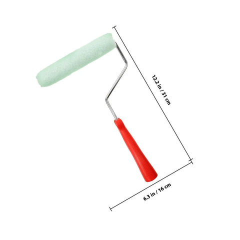 Easy Peasy Mini Paint Roller Brush With Comfy Handle For Smooth Ceiling And Cabinet Repainting Precision Edge Tool, 6.3 in, green foam sleeve.