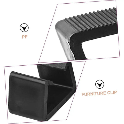 Close-up of 8 Pieces Rattan Furniture Clips Outdoor Sofa Sectional Connectors For Patio Keeps Wicker Sofas From Sliding No Tools Needed