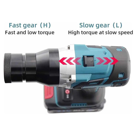 Cordless Rivet Gun With Charger And Batteries, Brushless Electric Blind Rivet Tool Kit showing gear switch for speed control