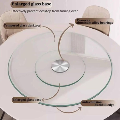 Heavy-Duty 39 Inch Lazy Susan Tabletop Serving Tray Made of Explosion-Proof Tempered Glass, 360 Degree Rotating Round Plate