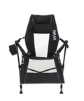 Front view of Go Horizon Hammock Chair For Adults Up To 400 Lbs with footrest, adjustable headrest, and cup holder, black.