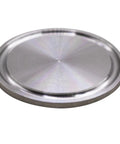 Front view of a 1.5-inch stainless steel sanitary end cap for tri-clamp ferrule (304)