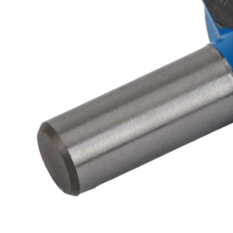 Close-up of Top Tier 1/2 Inch Drawer Pull Router Bit Made From Tough Tungsten Steel Alloy Cutter for precise woodworking.