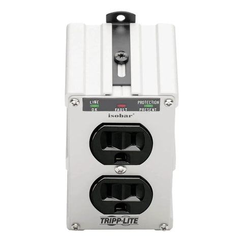 Front view of ISOBLOK2-0 Heavy Duty Outlet Extender With 2 Outlets Direct Plug In Wall Power Strip Surge Protector