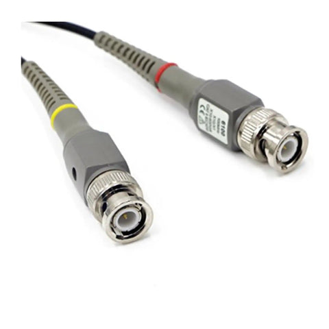 Close-up of connectors from 2 Pack 100 MHz Oscilloscope Clip Probes With Accessory Kit For Electronics Testing X1 X10 Attenuation