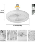 White ceiling fan light kit measuring 9.8 inches wide, 4.3 inches tall, featuring No Fuss Silent Ceiling Fan Light Socket Kit With Remote Control Screw In E27 LED Bulb Socket For Ceiling Fans In Kitchen Bathroom Garage Living Room Storage Grey.