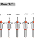Super Versatile 5Pcs Adjustable Depth Stop Countersink Drill Bits For Super Smooth Board Install Jobs With High Hardness Alloy Steel And Precision Tapered Heads That Rock, showing 5 drill bits with varying sizes from 2.8mm to 4.0mm.