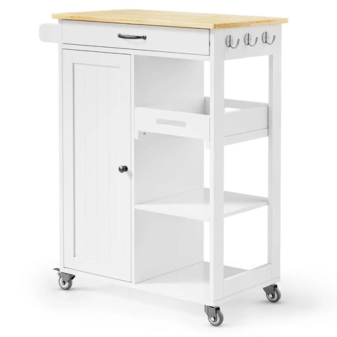 Smooth Rolling Kitchen Island Cart With Solid Wood Counter And Ample Storage Cabinet Featuring Removable Tray Heavy Duty Rolling Cart For Tight Kitchens And Apartments Pretty Darn Spacious