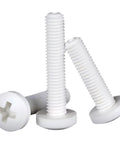 Heavy Gauge PP Plastic Screw Assortment Kit With M3 M4 M5 Metric Phillips Pan Fasteners Hex Nuts Washers 470 Piece lightweight white nylon screws.