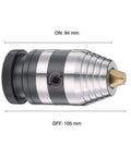 Side view of Beefy Titanium Drill Chuck With JT6 Mount 0.3 To 13 Mm Clamping Range 400 To 750 Kgf-Cm Power Bi-Directional Spin