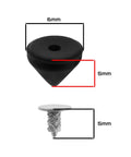 Hella Secure 6mm Black Replacement Studs And Screws For Dope Diy Shoe Decor Craft Leather Projects Kicks Up Fresh Style With Simple Screw On Assembly That Is Built To Last, showing dimensions of the studs and screws.