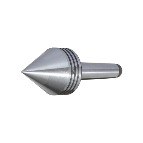 DEEFIINE MT2 heavy-duty live tailstock center for wood lathe; silver metal conical tip and cylindrical shank.