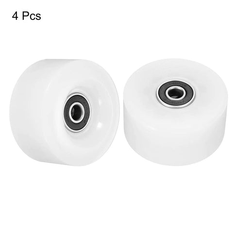 32 x 58mm PU Roller Skate Wheels With Bearings, 4 Pack Quad Replacement For Indoor Outdoor Skates, 82A Hardness, White