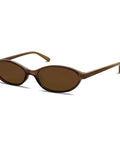 Brown Retro Oval Sunglasses For Women With Cat Eye 90s Vibe Lightweight Narrow Frames UV Protection Sun Glasses
