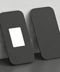 Two pieces of the Eight Piece Ultra Thin Magnetic Cabinet Door Catch No Drill Stainless Steel With Strong Hold Quiet Operation shown.