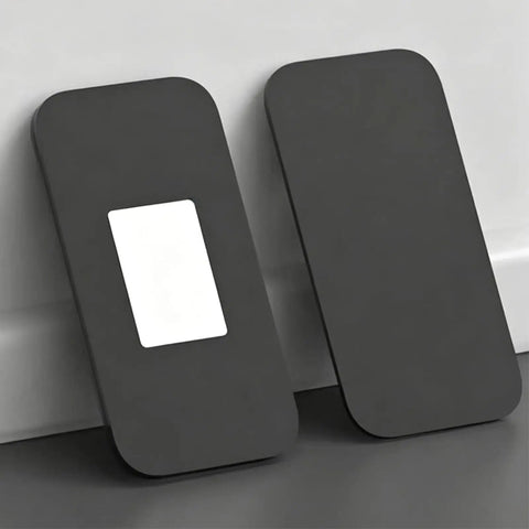 Two pieces of the Eight Piece Ultra Thin Magnetic Cabinet Door Catch No Drill Stainless Steel With Strong Hold Quiet Operation shown.