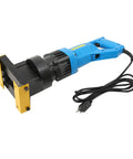Heavy Duty Electric Hydraulic Angle Steel Cutter 1400W Portable Chamfering Machine with a blue handle and yellow blade mount.