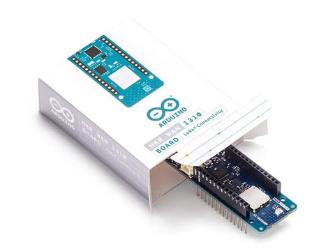 MKR WAN 1310 LoRa IoT Development Board With Murata Module partially pulled from packaging.