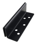 Tough As Nails Double Hook Slot Bracket For Wooden Bed Frame Reinforcement Hardware Featuring No Sweat Slide Mount and Rock Solid Everyday Support, heavy-duty black iron bracket with mounting holes.
