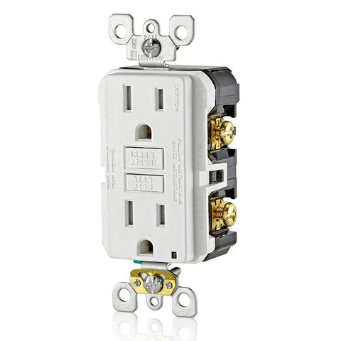GFCI Outlet 15 Amp With Self Test, Tamper-Resistant, LED Indicator Light, Ground Fault Protection So You Stay Safe From Shocks, NEC Compliant, GFTR1-W White