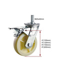 Eight Inch Swivel Casters With Double Brakes, Heavy Duty M20 Threaded Stem Carts And Furniture Wheels, detail of caster wheel.