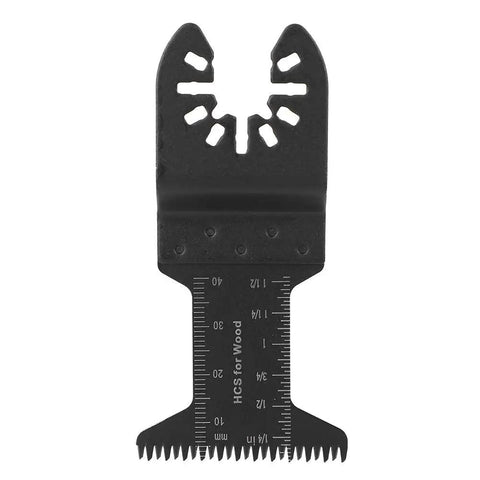 Close-up of a 44mm high carbon steel oscillating saw blade from the 52 Piece High Carbon Steel Oscillating Saw Blades Kit For Wood Metal Plastic And Drywall Cutting With 34mm 44mm And 88mm Blades Pro Grade Precision Cutting For Finish Carpentry Home Renovation And DIY Projects