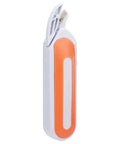 Heavy Hitter Cordless Electric Fabric Scissors Rechargeable Power Cutting Shears With Ergonomic Handle, orange and white design.