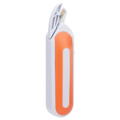 Heavy Hitter Cordless Electric Fabric Scissors Rechargeable Power Cutting Shears With Ergonomic Handle, orange and white design.