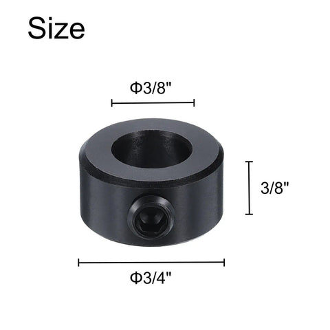 Four Piece Set Screw Shaft Collars For Three Eighths Inch Bore, Three Quarters Inch Outside Diameter, Heavy Duty Carbon Steel