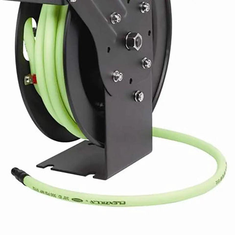 Open Face Retractable Air Hose Reel Three Eighths Inch By Twenty Five Foot Pro Grade Heavy Duty Lightweight Hybrid ZillaGreen