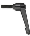 M10 30mm Adjustable Clamping Lever Handle With Push Button Locking Ratchet And Threaded Male Stud Knobs In Black Finish
