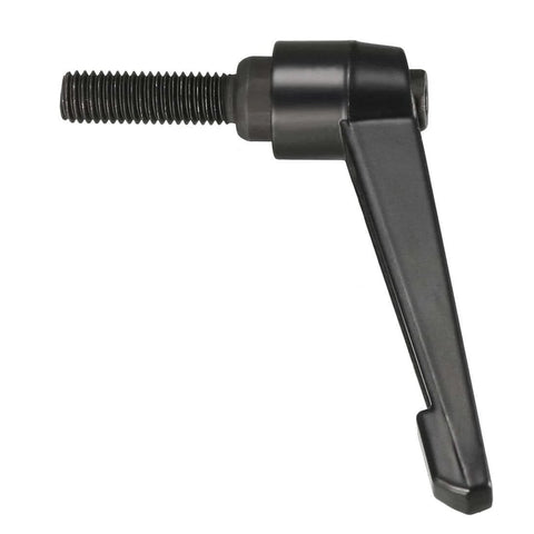 M10 30mm Adjustable Clamping Lever Handle With Push Button Locking Ratchet And Threaded Male Stud Knobs In Black Finish