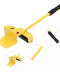 Heavy Duty Furniture Lifter And Mover Tool Set With 4 Roller Sliders for moving appliances with a yellow lever handle.
