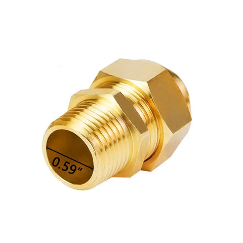 Half Inch NPT Brass Male Nipple Pack of Two for Gas Water Oil and Air Tool Hoses Hex Threaded Connectors, corrosion resistant brass adapters