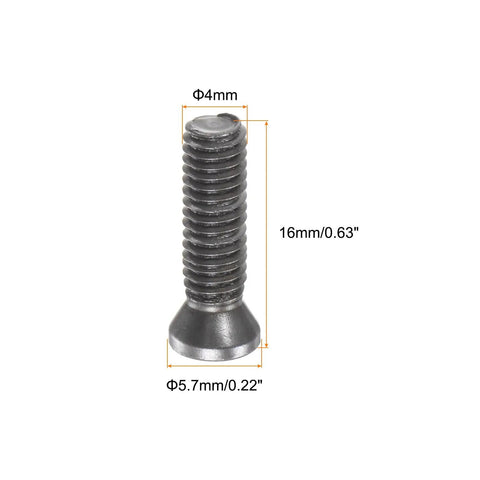 15Pcs M4X16MM Flat Head Torx Screws In High Strength 129 Steel With A Snug T15 Driver angled view showing 4mm diameter and 16mm length.