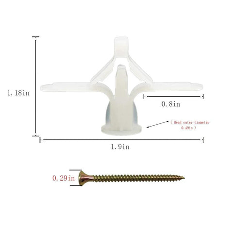 Drywall Anchor Kit With Hollow Wall Anchors And Screws Self Drilling Nylon Fasteners For Drywall Includes 30 Anchors And 30 Screws