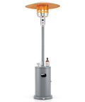 Propane Outdoor Patio Heater 50,000 BTU With Instant Heat, 360 Degree Heating Coverage with grey finish and wheel mobility