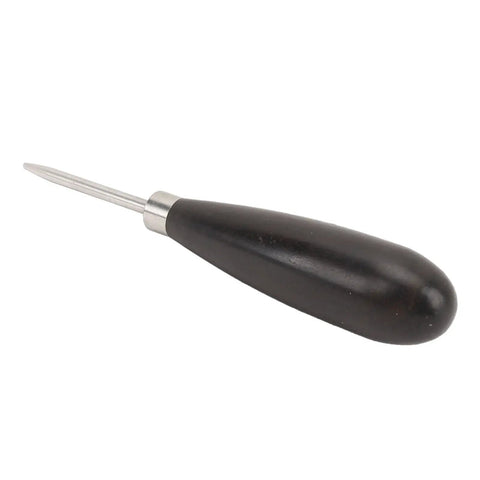 Racquet Stringing Straight Awl For Badminton And Tennis Rackets With Wooden Handle And Stainless Steel Tip Comfortable Grip Portable Hand Tool For Wire Threading And Safer More Precise Stringing, black handle