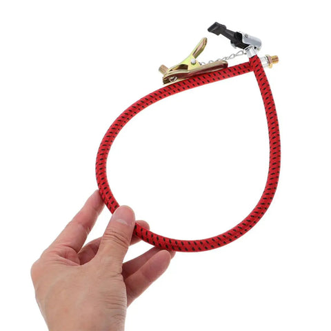 Hand holding red hose from Three Pack Pro Grade Tire Pump Hose Replacement Tubes For Electric Bikes And Motorcycles In Red With Brass Connector Flexible Air Pump Extension For Quick Inflation And Universal Compatibility