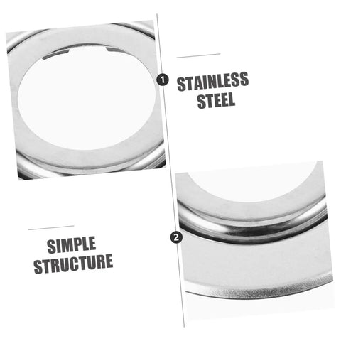 Close-up of Straight Up Sharp Set 5 Pack Decorative Fire Sprinkler Cover Plates in stainless steel showing simple structure.