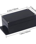 Heavy Duty Rock Solid IP65 Waterproof ABS Plastic Project Box For DIY Electronics And Power Supply Enclosure With Pre Drilled Mounting Holes Built Tough Black size dimensions.