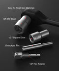 Pro Grade Bolt Extractor Kit 16-Piece Lug Nut Removal Tool Set, showing ratchet with CR-MO steel sockets and adapters.