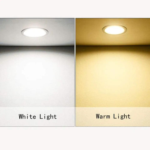 Recessed Lighting Housing Trim Kits Aluminum Embedded Panel Light for Home Indoor Gold, Led Ceiling Spotlight Floodlight decorative fixture showing white and warm light options.