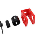Super Cool Wooden Door Lock Installation Kit With Carbon Steel Saw Blades And Guide Template For Easy Deadbolt Setup On Doors, Fits Multiple Sizes, red and black drill set