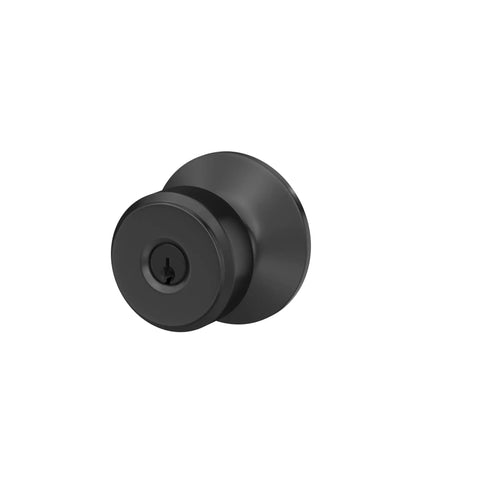 Bowery Matte Black Door Knob with Keyed Entry Lock Easy Install Self Aligning Screws Reversible Front Door Handle