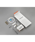 Shower System with Waterfall Rainfall and Handheld parts, including wall-mounted components, hoses, and fixtures in white.