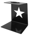 Premium Solid Iron Pour Over Coffee Dripper Station with star cutout design, heavy duty black iron for mess free brewing.