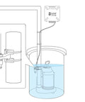 Diagram of WiFi Enabled Sump Pump Alarm with High Water Alert, Leak Detector, showing installation in a sump with level sensor and pump.
