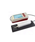 Hella Precise Portable Surface Roughness Tester Featuring Handheld Split Type Digital Meter displaying readings with probe on a black base.